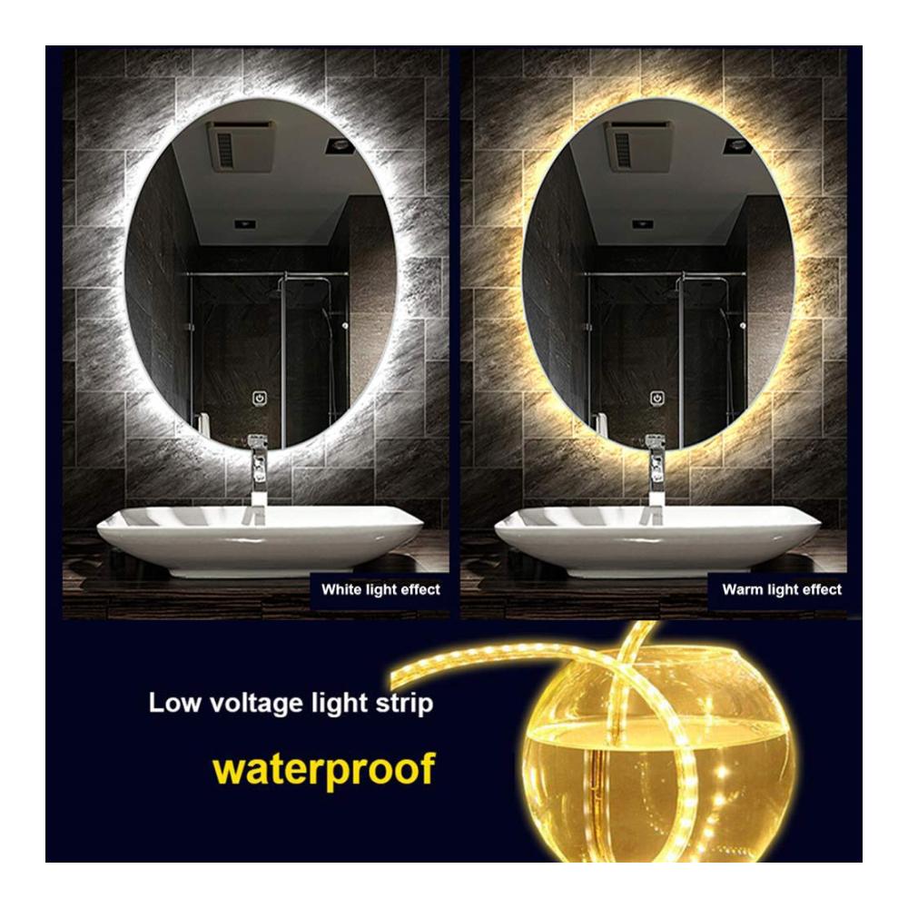 LED Badspiegel Wandmontage - Moderner ovaler Badezimmerspiegel mit Touch-Steuerung explosionsgeschütztem Glas und rahmenlosem Design. Inklusive energiesparender LED-Beleuchtung für stilvolle Akzente im Bad