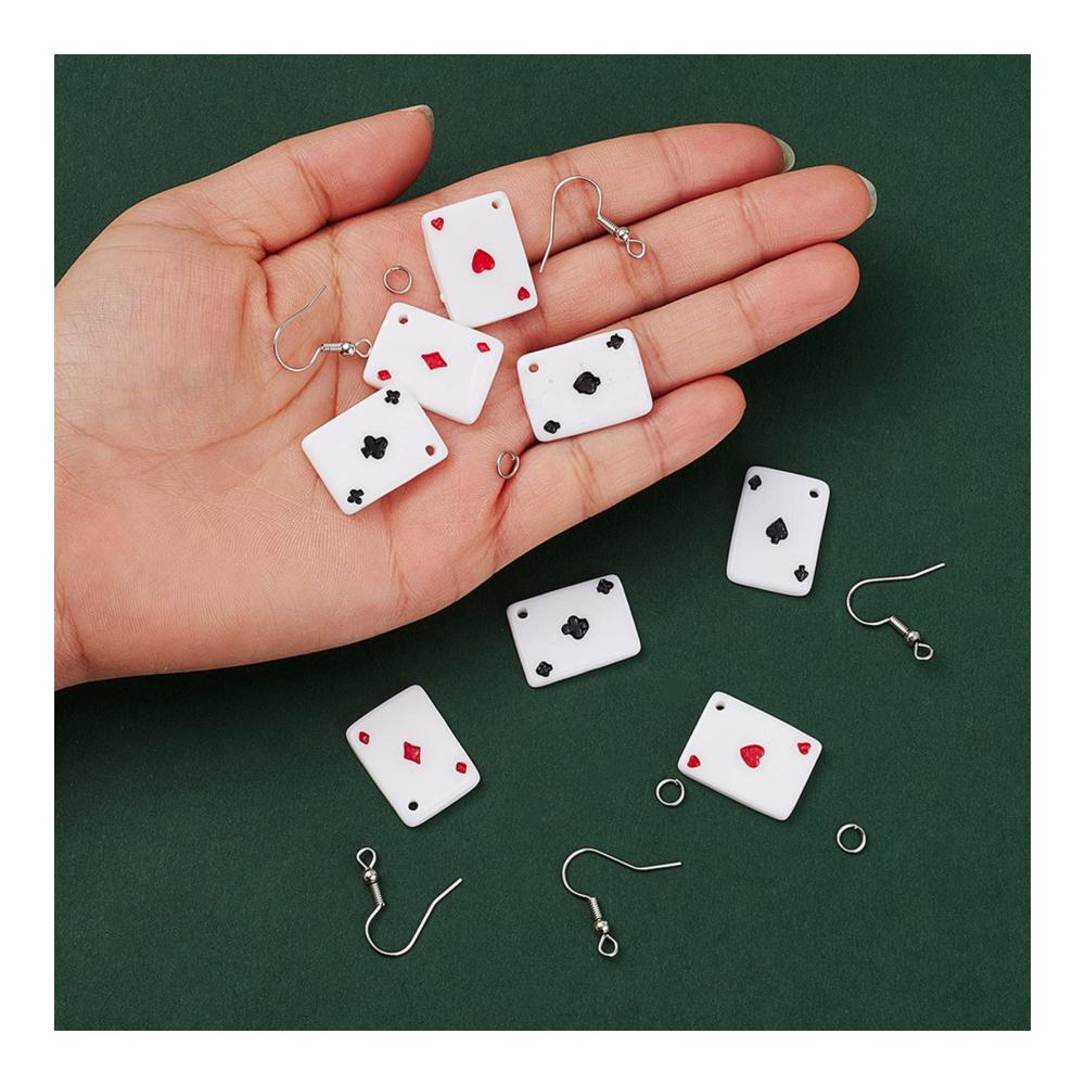 Kreative Schmuckherstellungs-Sets 1 Box DIY Spielkarte Ohrringherstellung Kits - Spielkarten-Anhänger & Ohrringhaken - Ideal für Anfänger - Herstellung von einzigartigen baumelnden Ohrringen
