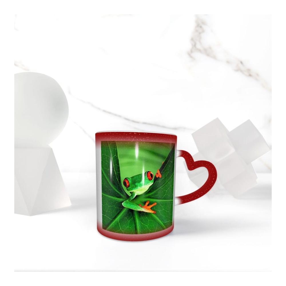 Beheizte Kaffeetasse mit süßem Frosch-Druck | Keramik-Farbwechsel | Lustige Tasse mit Thermoeffekt | Geschenke für Familie und Freunde | Perfekte Kaffeemomente mit Stil und Wärme