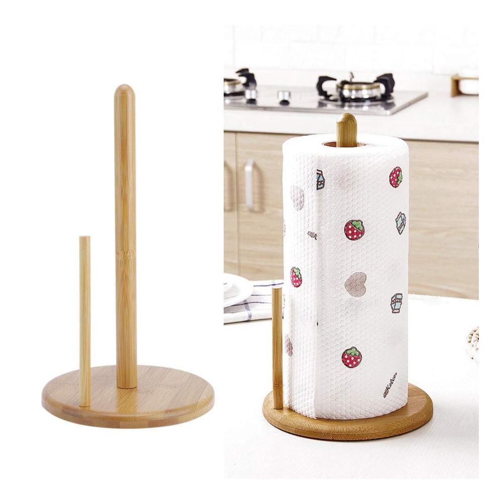 Attraktiver Küchenrollenhalter Stilvolles Design mit Holzbasis | Praktischer Standhalter für Küchenrollen | Leichtes Abreißen | Ideal für Standard- und Papierrollen | Ø16x30 cm | Natürliches Flair