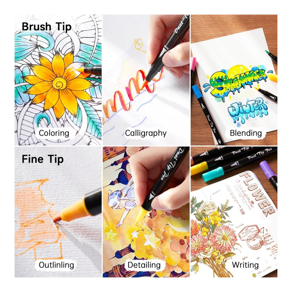 Entdecken Sie die Kreativität mit Shuttle Art 56 Pastellfarben Dual Brush Pen Art Marker - Feine und Pinselspitze für Kinder und Erwachsene - Ideal für Künstler Malbücher Kalligraph