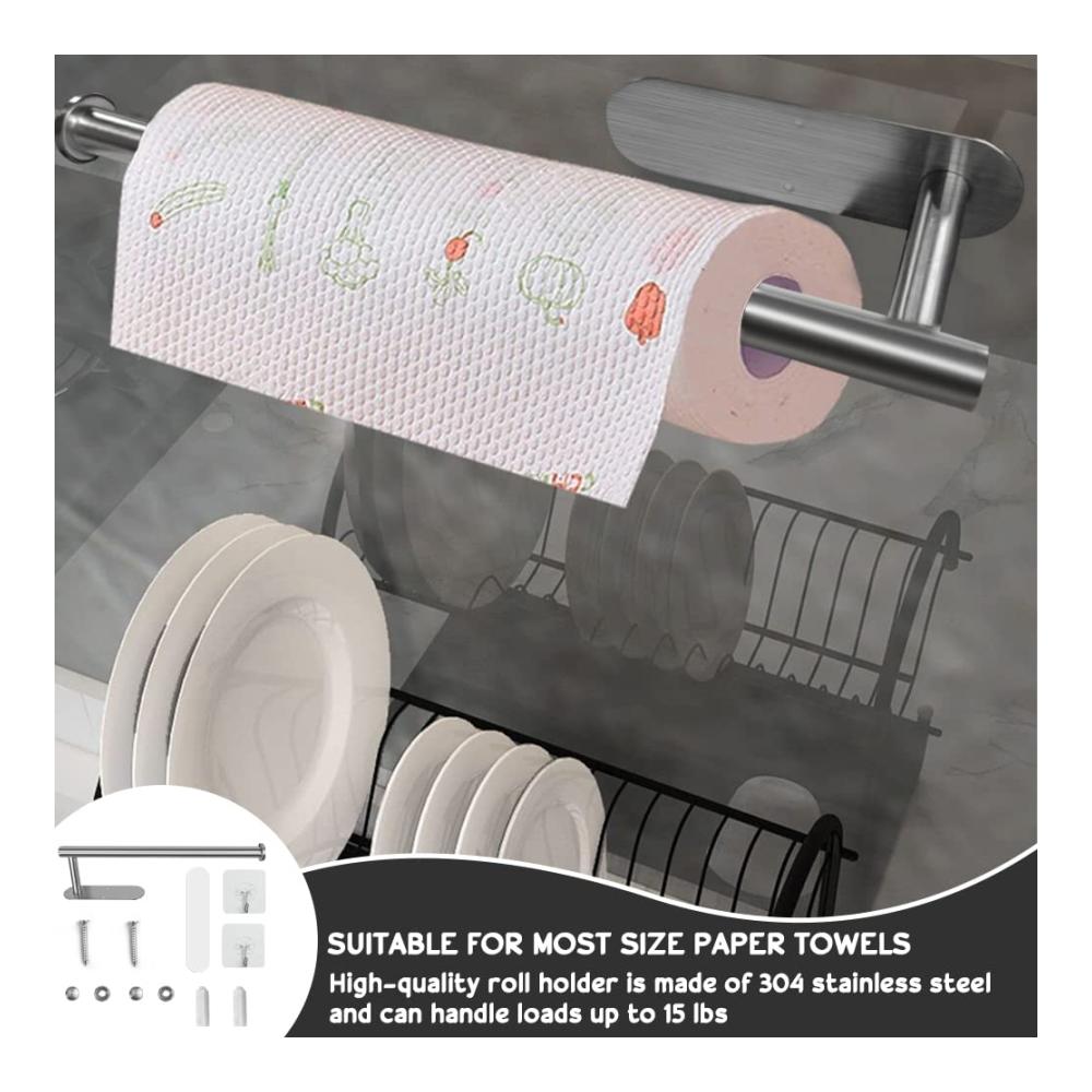 Halter für Küchenrolle Moderner Rollenhalter aus Edelstahl | Selbstklebend & Bohrfrei | Praktischer Küchenpapierhalter für Küche und Badezimmer | Rostfrei & Stabil |
