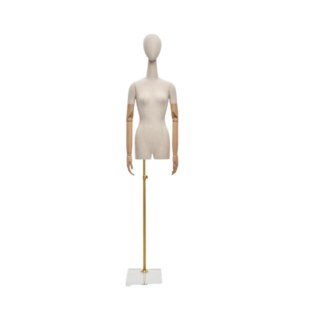 Entdecken Sie Eleganz Verstellbare Schaufensterpuppe mit 360° drehbarem Massivholz-Kopf und mechanischen Fingern. Perfekt für Boutiquen und Kleiderständer. Weiblicher Torso für stilvolle Bekleidungspräsentationen