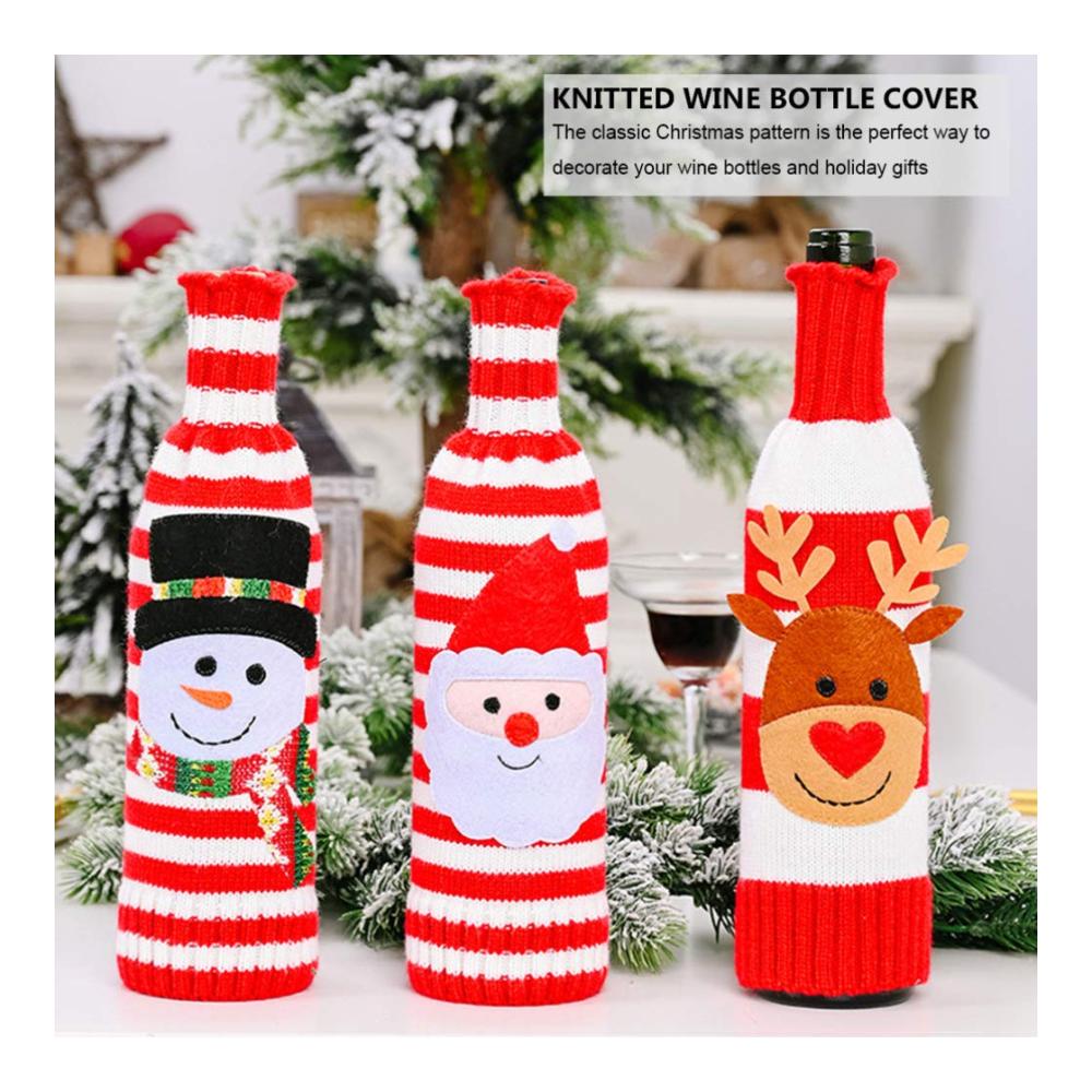 2er Pack Weihnachts Weinflaschen Pullover – Niedliche Strickärmel für Flaschenkörbe & -träger – Schneemann und Rentier Flaschenkleider – Perfekte Weihnachtsdeko