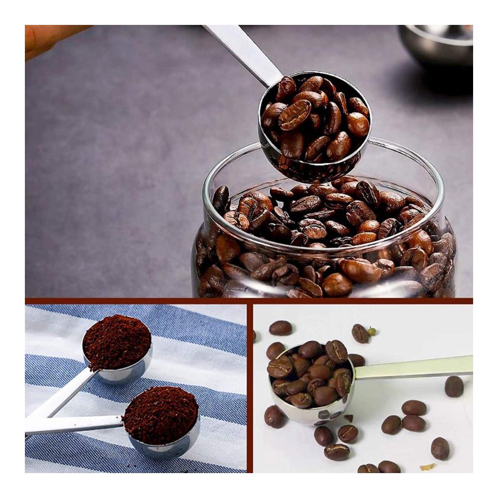 Edelstahl Kaffeedosierlöffel | Präzises Kaffeemaß mit Doppelfunktion für exzellenten Espresso und Kaffee | Hochwertiger Portionierer und Stampfer | Kaffee- & Espressomaße perfekt ab