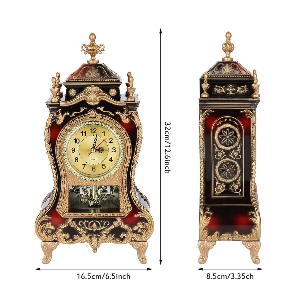 Vintage Cogsworth Tischuhr - Dekorativer Schreibtisch-Wecker im antiken Stil für Zuhause oder Hotel - Braunrot - Perfekte Ergänzung für jeden Tisch