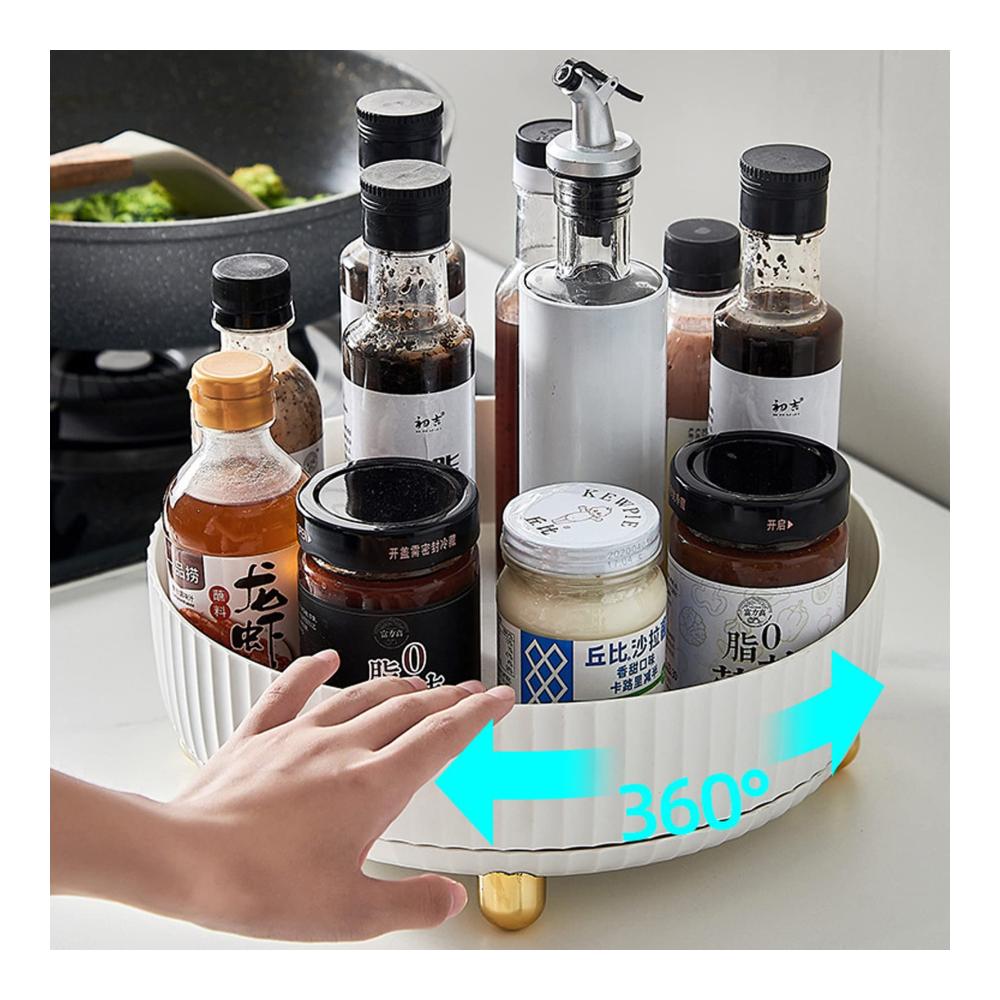 Effizientes Gewürzregal Drehbarer Aufbewahrungsturm für Küche & Vorratsraum - Orangefarbener Organizer für Gewürze Platzsparend & Stilvoll - Inklusive Küchenregal & Kühlschrank-Organizer||22CM