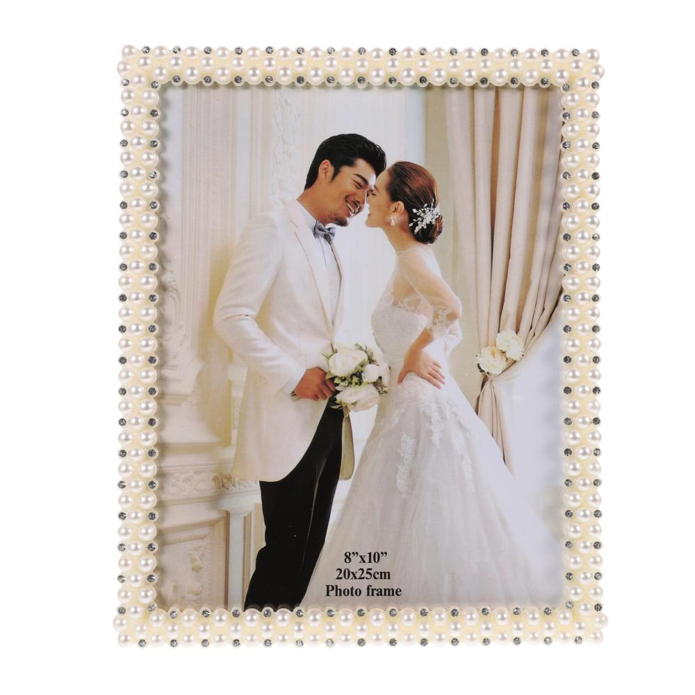 Eleganter Wand- & Tischrahmen Perlen-Bilderrahmen für Hochzeit Geburtstag & Abschlussfeier - Exklusiver Bildhalter als perfektes Fotogeschenk und stilvolles Tischdisplay