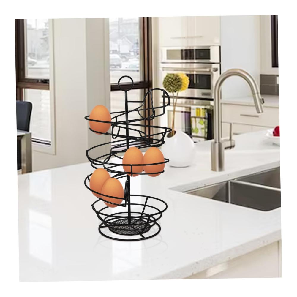 Organisieren Sie Ihre Eier stilvoll Schmiedeeisen Eierkorb & Spiral-Ständer für Küche und Zuhause. Platzsparendes Design für praktische Aufbewahrung