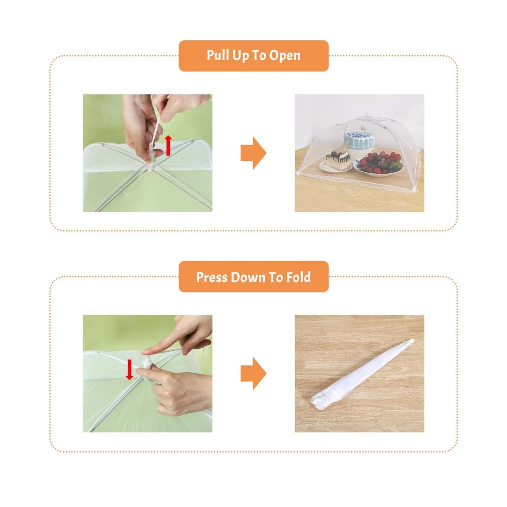 Schützen Sie Ihre Speisen stilvoll! 6er Set Mesh-Lebensmittelabdeckungen & 40 elastische Schüsselabdeckungen - Ideal für Grillpicknicks im Freien. Praktischer Zeltschirm für hygienischen Genuss
