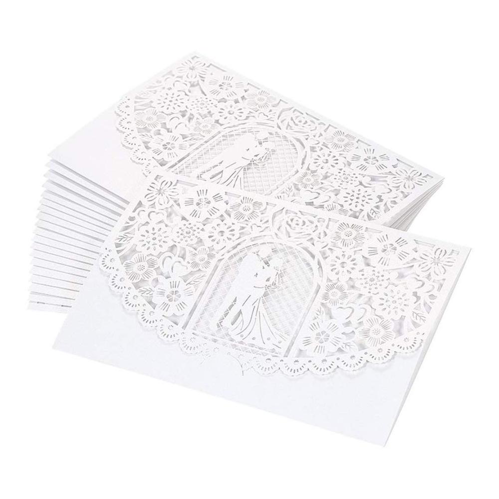 Elegante Einladungskarten für Hochzeit & Feier - 10 Stück Laser Geschnitten mit Bedruckbarem Papier & Umschlägen - Perfekt für Hochzeit Brautdusche & Mehr - Inkl. Hochzeitsparty