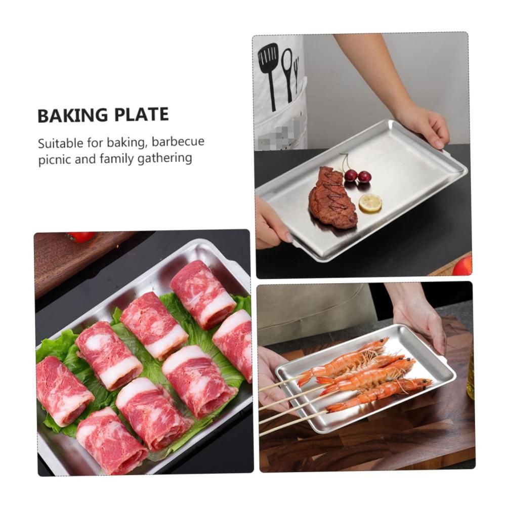 Edelstahl Grillpfannen Töpfe & Pfannen Set - Rechteckige Backform Sushi Tray Kuchenplatte - Küchenwaren aus rostfreiem Stahl für stilvolles Servieren und Dekorieren - Hochwertige Eisenplatte inklusive