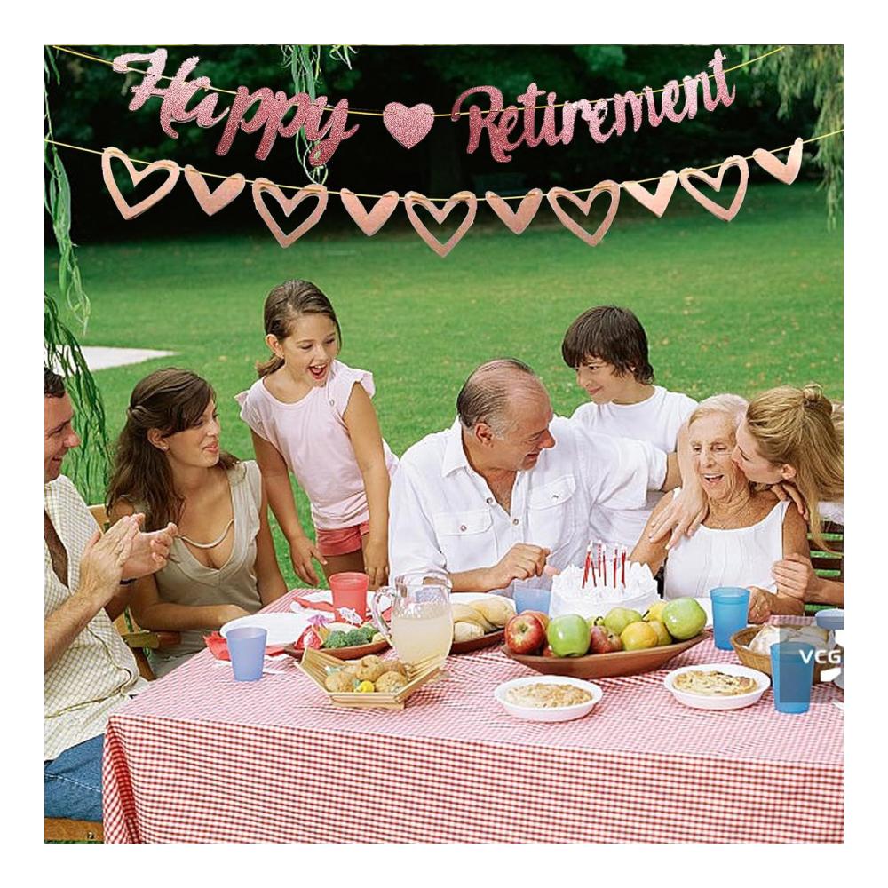 Personalisiertes Ruhestand-Banner – Roségoldenes The Legend Has Retired Banner mit Liebe Wimpelkette – Partyzubehörset für den perfekten Abschied – Individuelle Ru