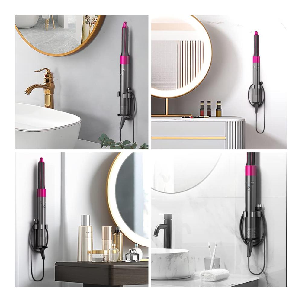 Organizer Deluxe Haartrocknerhalter Wandhalterung für Dyson Airwrap Glätteisen Glättbürste & mehr - Bohrfrei & Hochtemperaturbeständig. Perfekte Aufbewahrung & einfacher Zugriff auf Styling-Zub