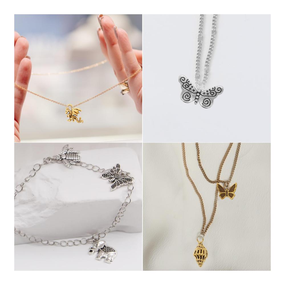 DIY Schmuckherstellungs-Sets Charms Anhänger mit Open Jump Rings für Armband Halskette und Ohrschmuck. Perfekt für Weihnachts- und Urlaubsdekorationen! 200 Stück in Silber & Gold