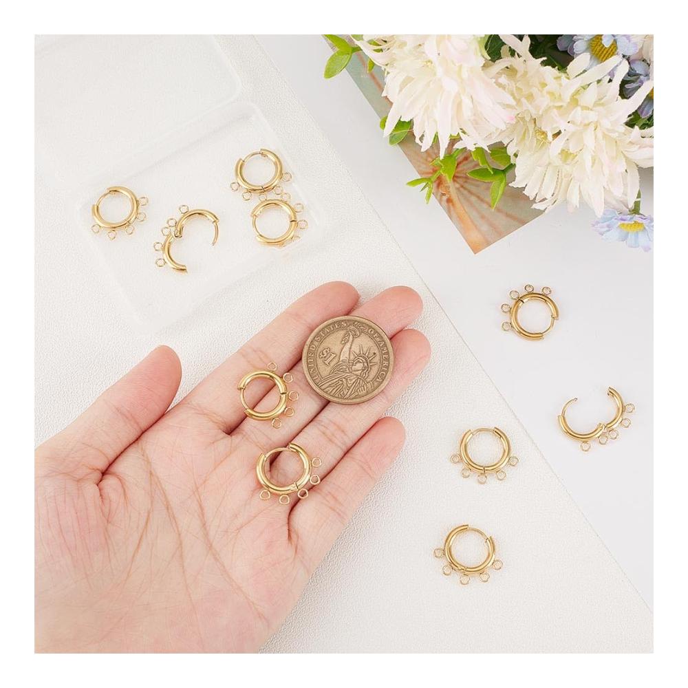 Entdecken Sie den Glamour 10 Gauge Goldene 304 Edelstahl Ohrhaken - 5 Paar mit Horizontalen Schlaufen für DIY Quasten Ohrringe & Schmuckherstellung