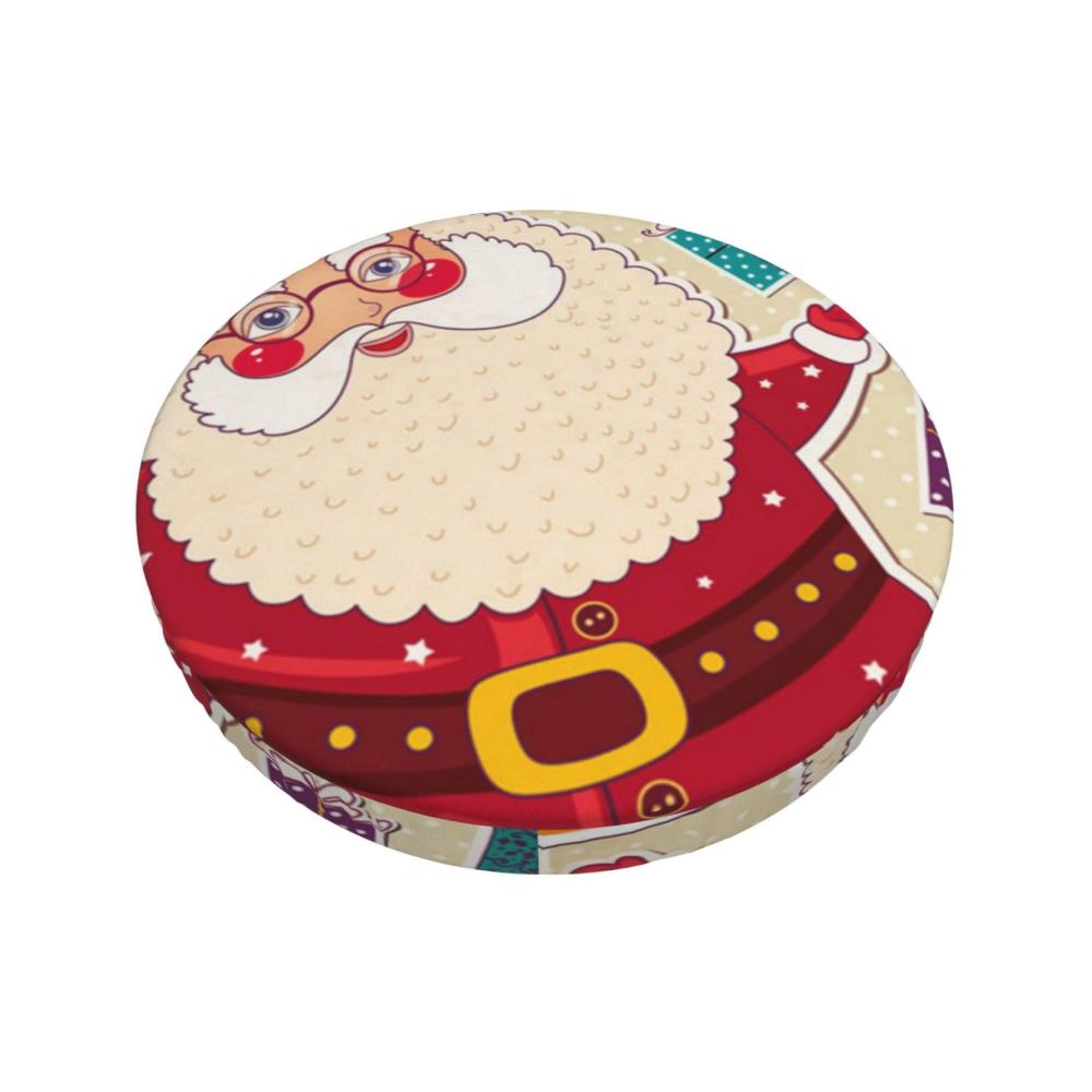 Komfortables Weihnachtsdesign Elastische Hussen für runde Barhocker - Stretch-Sitzauflagen mit rutschfester Rückseite - Waschbarer Überwurf für festliche Atmosphäre - 4er Set