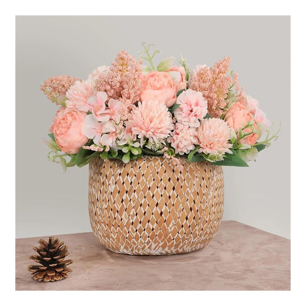 Exquisites Blumenarrangement Vintage Seidenrosenstrauß für stilvolle Hochzeitsdekoration – Künstliche Blumen in verschiedenen Farben für einen zeitlosen Charme (Farbe 5