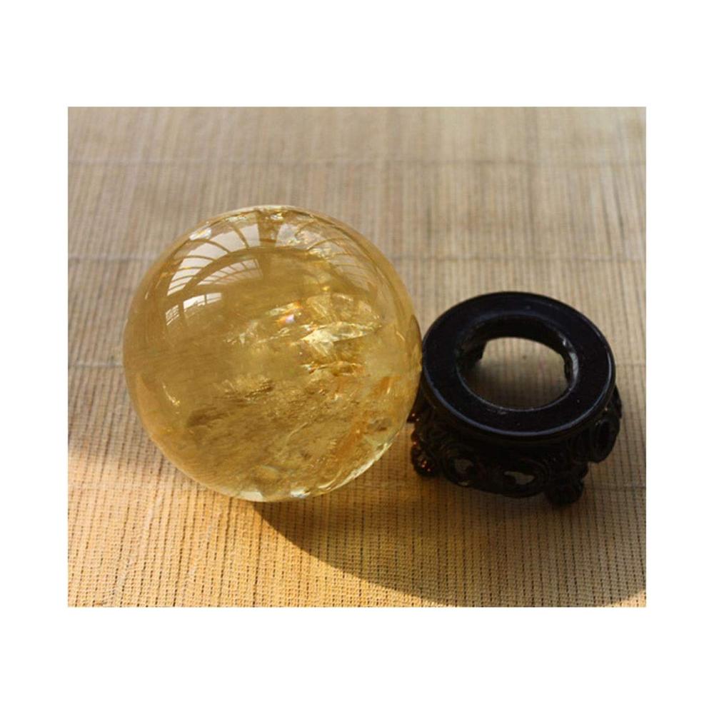 Magische Schneekugel Natürlich gebrochene Gelbkristallkugel - Glücksverheißende Feng-Shui-Steinschnitzerei - 6 cm - Ideales Geschenk für Hexerei und Wahrsagerei