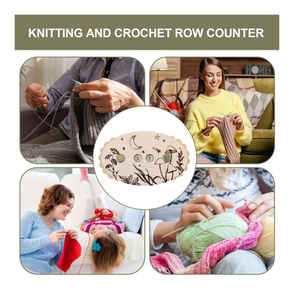 Strickreihenzähler aus Holz - Praktisches Häkelzubehör - Stabiler Reihenzähler für Strick- & Häkelprojekte - Ideales Nähwerkzeug & Bastelzubehör - Hochwertiger Strickzähler zum Zählen von Reihen