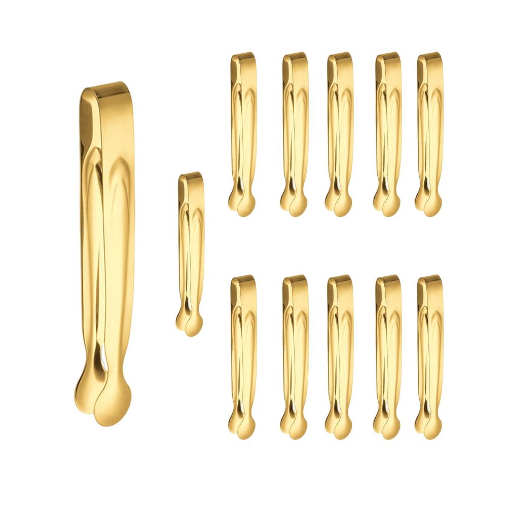 Premium Edelstahl Küchenutensilien Set 12-teiliges Zangen Löffel Spachtel & Pfannenwender Kit für Bar Party Salat Kaffee & Tee - Hochwertige Mini-Servierzange Candybar-Zange inklusive
