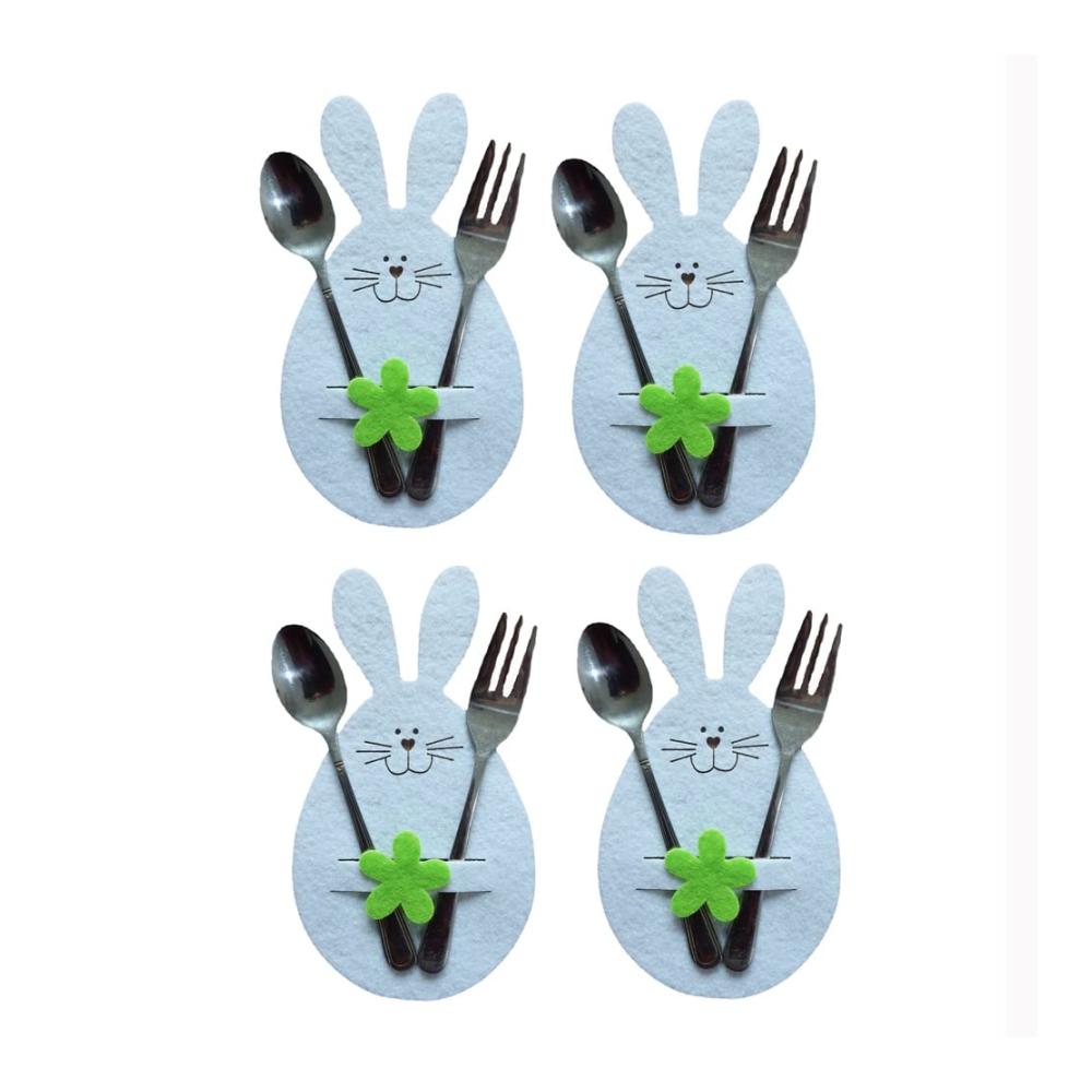 Organisieren Sie Ihre Tischkultur mit Stil! 12-teiliger Besteckhalter & -ständer für Ostern – Besteckhüllen mit niedlichen Osterhasenmotiven – Geschirr Taschen für Gabeln Messer und mehr. Perfekte Osterndekoration für festliche Tafelarrangements (Grünes Kaninchen
