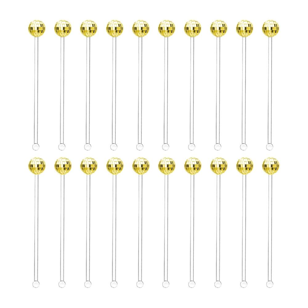 Entdecken Sie den Glanz Goldener Swizzle Stick Cocktailrührlöffel mit wiederverwendbaren Discokugeln aus Kunststoff - Perfekt für stilvolle Drinks zu Hause oder in der Bar. Erleben Sie kristallklaren Genuss