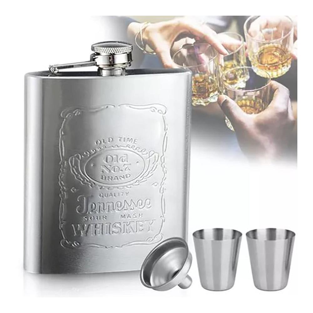 Premium 7oz Flachmann Set | Hochwertiges Barzubehör aus Edelstahl | Auslaufsicherer Whisky-Flachmann mit Trichter | Ideal für Wandern Klettern Angeln Camping | Tragbare Genussmomente