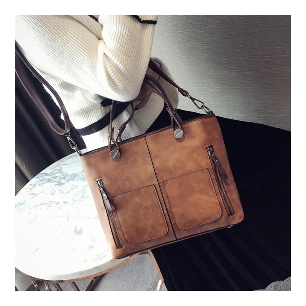 Verziertes Fotoalbenzubehör Damen Vintage Leder Schultertasche - Große Umhängetasche mit mehreren Taschen - Handtasche mit Kreuzkörper - Perfekt für Fotoliebhaber