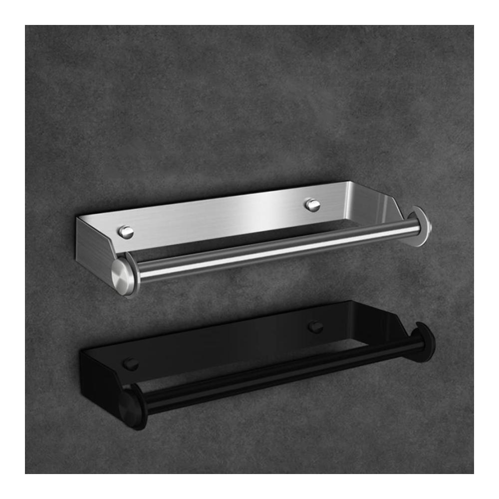 Küchenrollenhalter aus Edelstahl | Ohne Bohren | Wandmontage Halterung für Küchenrollen | Praktischer Papierrollenhalter | Platzsparender Küchenorganisator | Modernes Design | Silber