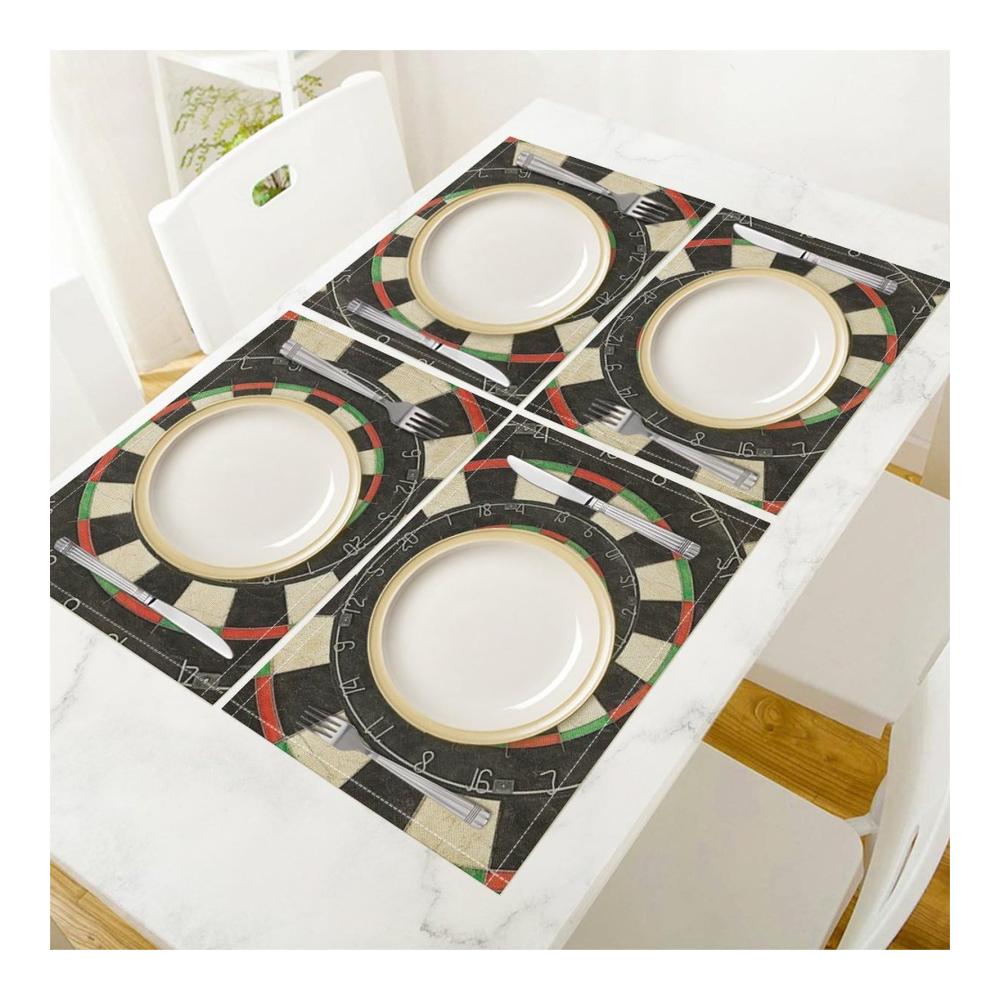 4er-Set Platzsets für Küche & Café | Dart-Ziel-Design | Waschbare Tischunterlagen 44x30 cm | Perfekt für Zuhause & Gastronomie | Modern & Praktisch