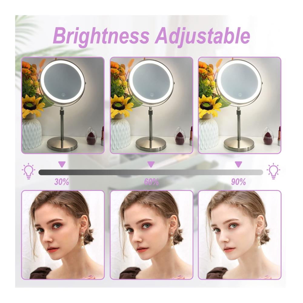 Modernes Design WITFAMILY 8 Tischspiegel mit 10x Vergrößerung und einstellbarer Helligkeit – Perfekt für Makeup und Hautpflege