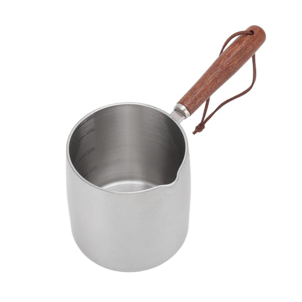 Edelstahl Milchtöpfe Set – Mini Butterwärmer & Saucen Topf mit Holzgriff – Idealer Kochtopf für Milch Schokolade & mehr – 450ML