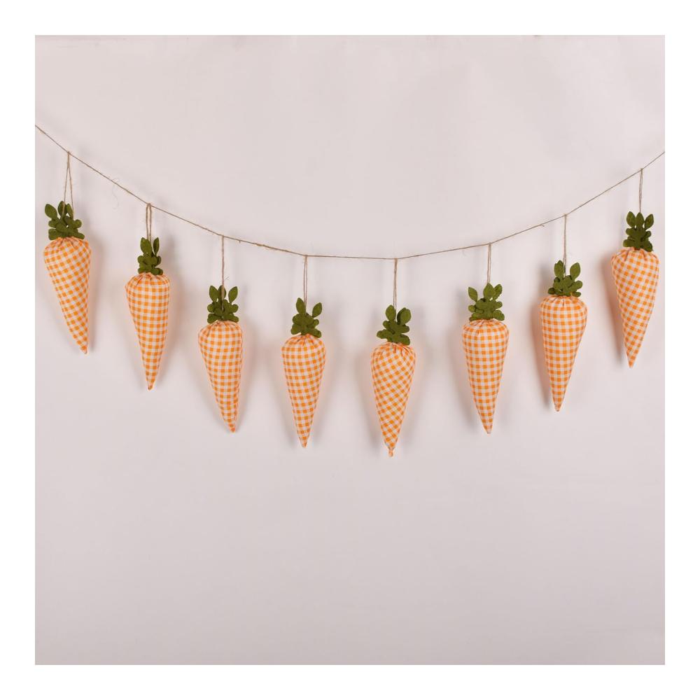 Erfrischen Sie Ihr Zuhause mit einem realistisch aussehenden Osterkarotten-Kranz! Helle Farben künstliches Gemüse und Mini-Orangen verleihen Ihrem Raum eine festliche Note. Perfekt für die Frühlingsdekoration