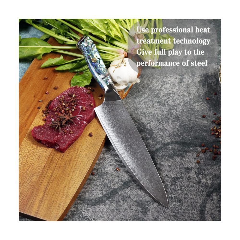 Entdecken Sie das ultimative Kocherlebnis mit unserem Professionellen 8-Zoll-Chefmesser aus hochwertigem Damaststahl VG10. Perfektionieren Sie Ihre Schnitte mit diesem scharfen Küchenmesser und erleben Sie kulinarische