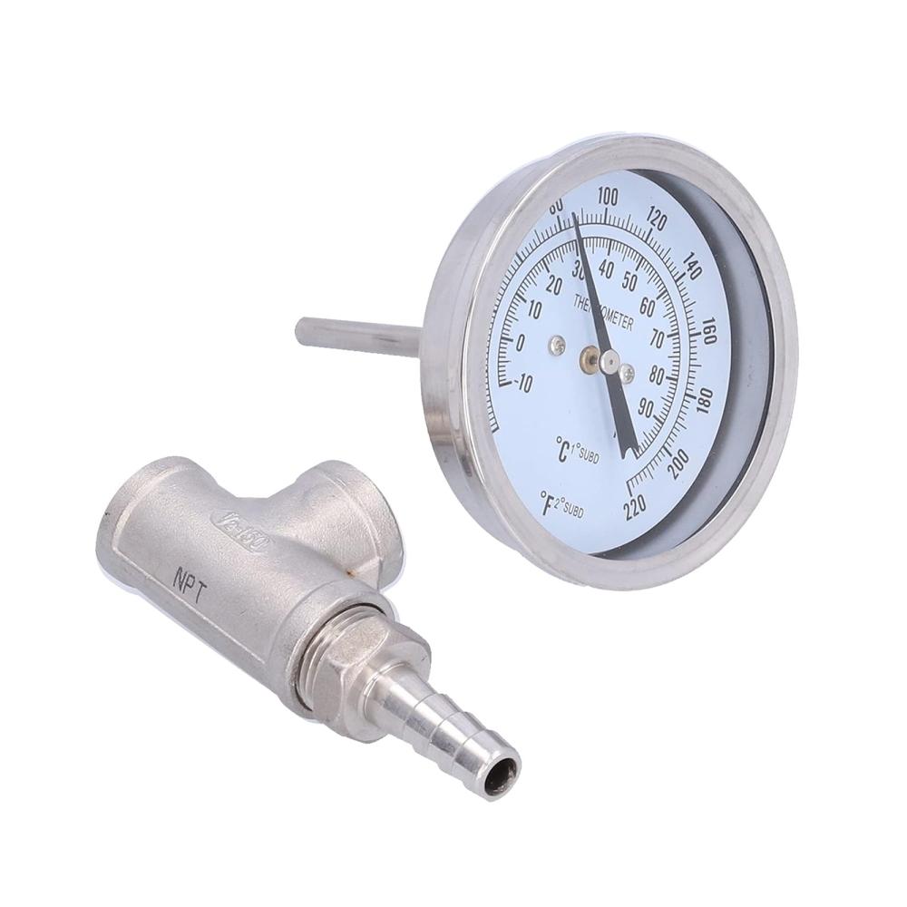 Präzises Edelstahl-Zifferblatt Thermometer - Doppelmaßstab für Brews - Tragbares Temperaturmessgerät-Set für zu Hause - Ideal für Brauen und Kochen