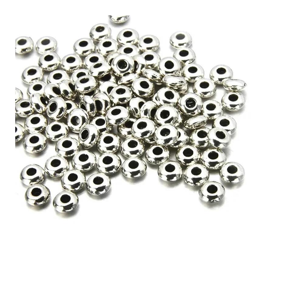 100-teiliges Set Versilberte 5mm Metallperlen für DIY Schmuckherstellung - Perfekte Spacer und Dekoration für Armbänder und mehr