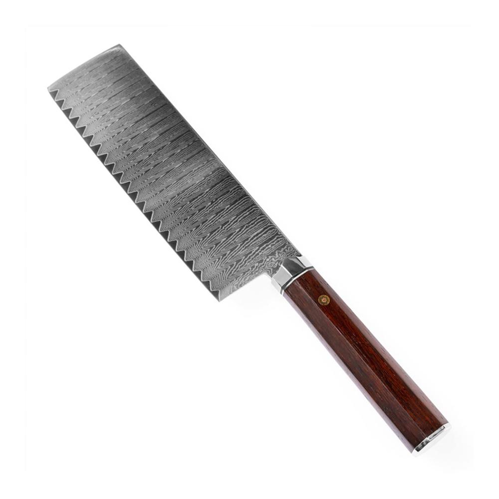 Entdecken Sie die Perfektion Damastmesser 67 Lagen VG10 Stahl 7 - Nakiri Chef Cleaver Küchenmesser mit Palisandergriff - Ultimatives Kochmesser für präzises Schne