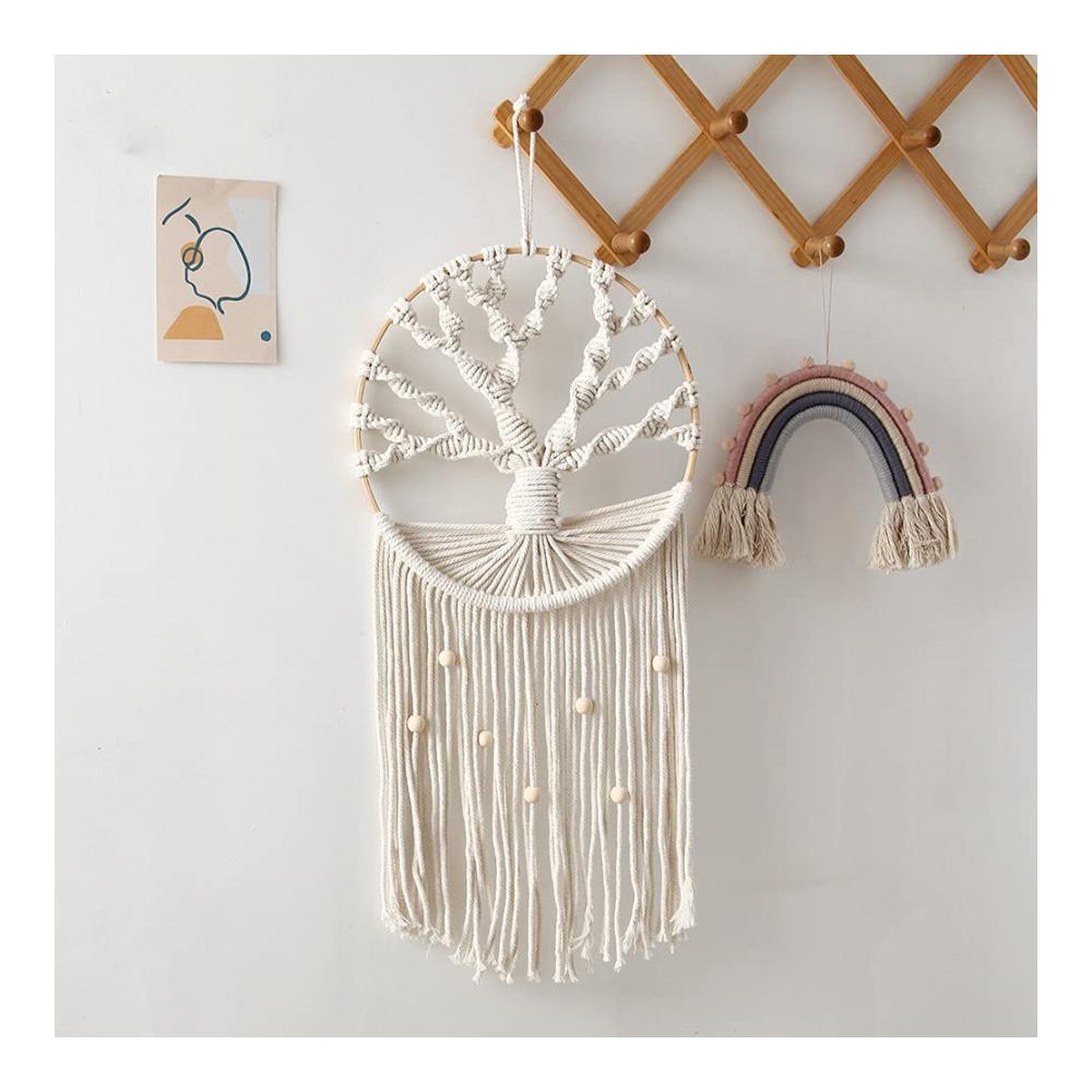 Handgefertigter Mobiles mit Lebensbaum Makramee Traumfänger Wandbehang für Hochzeitsfeiern Schlafzimmer & Kinderzimmer - Stil