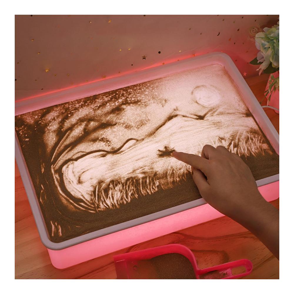 Kreatives Malmesser Set - Sandmaltisch mit LED-Beleuchtung für Kinder Sandkunst-Zeichnungslichtkasten DIY-Sandmaler Tisch-Leuchtkasten & mehr
