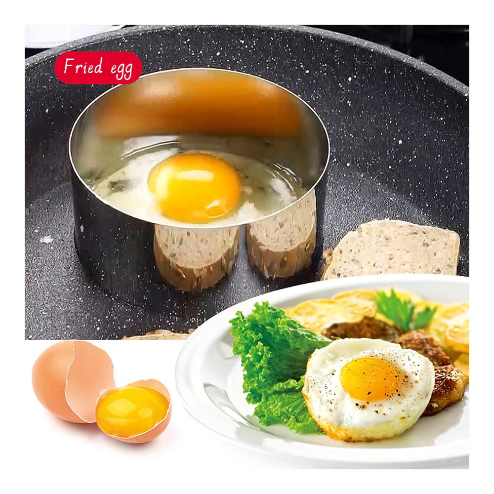 Premium Edelstahl Kuchenringe & -rahmen Set - 4 Dessertringe mit Lebensmittelpressen - Kochringe für perfekte Kreationen - Inklusive Rezeptbuch