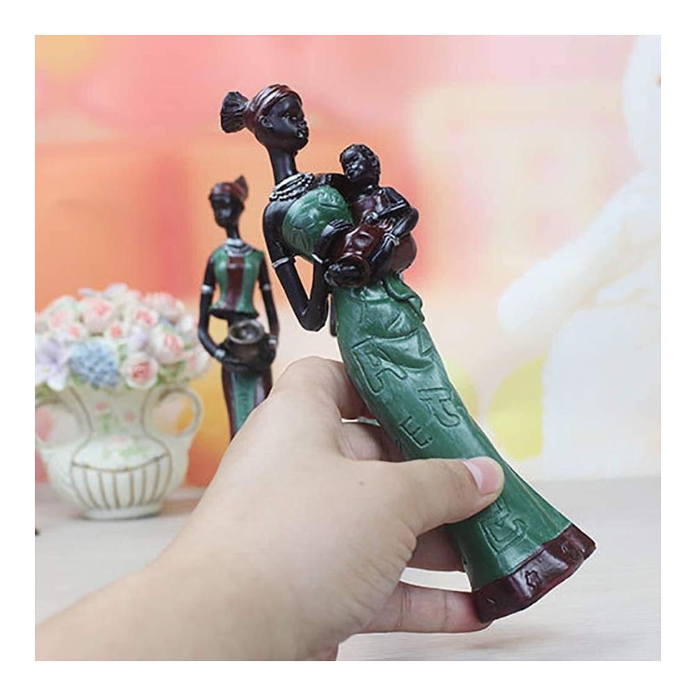 Afrikanische weibliche Statuen Elegante Desktop-Skulpturen aus Harz – 3er Set für stilvolle Wohnaccessoires Dekorationsmodellfiguren & einzigartige Geschenke – Handgefertigte Kunst in Grün