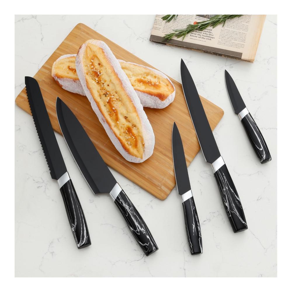 Professionelles Küchenmesserset - 5-teiliges Edelstahl Kochmesser-Set inkl. Gemüsemesser Schälmesser Schneidemesser & Brotmesser - Ergonomischer Griff - Rostfrei & Spülmaschinenfest