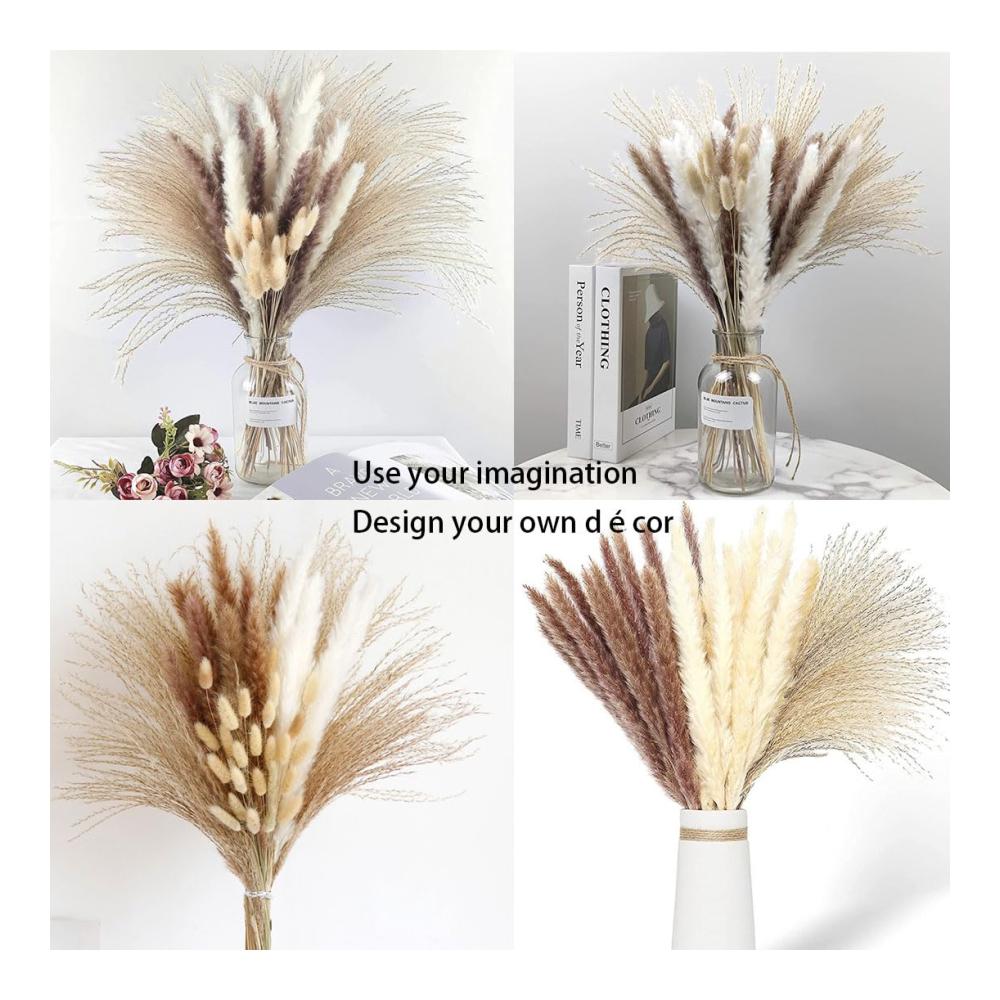 Getrocknete Pflanzen - Natürliche Trockenblumensträuße für DIY Arrangements - Deko für Hochzeit Heim & Garten - Inklusive Pampasgras und mehr - 5 Blumen für Vasen und Bastelprojekte