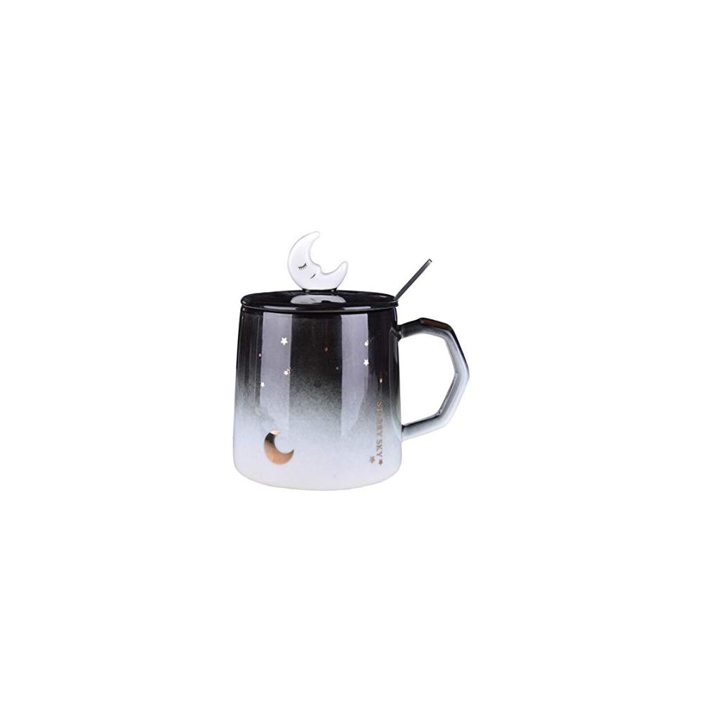 Stylische Bechersets Keramik Kaffeetassen-Ensemble mit Deckel Löffel & niedlichen Tiermotiven - Nordic-Design ideal für Weihnachten & gemütliche Momente zu