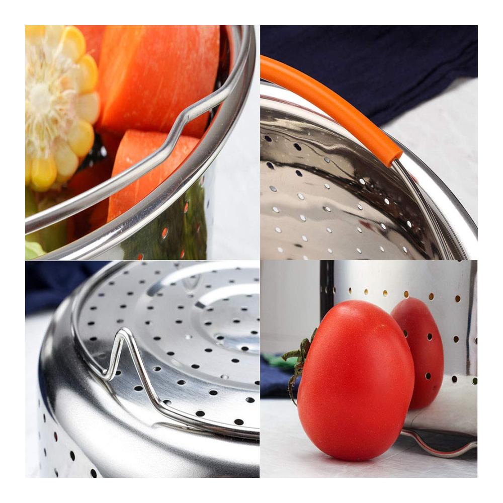 Dämpfkorb Edelstahl für Instant Pot | Dünsteinsatz mit Silikongriff | Perfekt für Schnellkochtöpfe & Kochtöpfe | Gesunde Zubereitung von Gemüse & Obst | Robustes Dampfeinsatz Zubehör