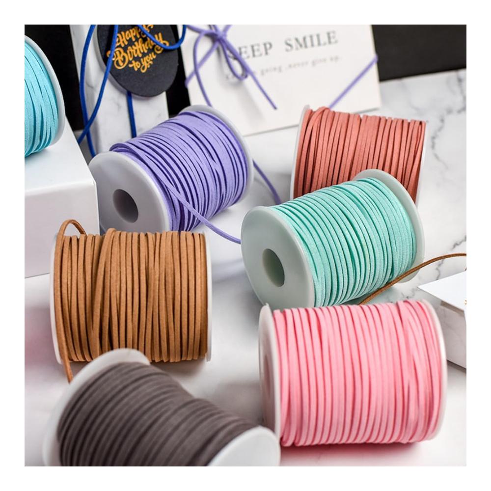 3mm x 45m Lederband Faux Wildleder Schnur - Dunkelgrau - Bastelschnur für DIY Schmuck Armbänder & mehr | Weiches Geschenkband für kreative Projekte mit Bändern