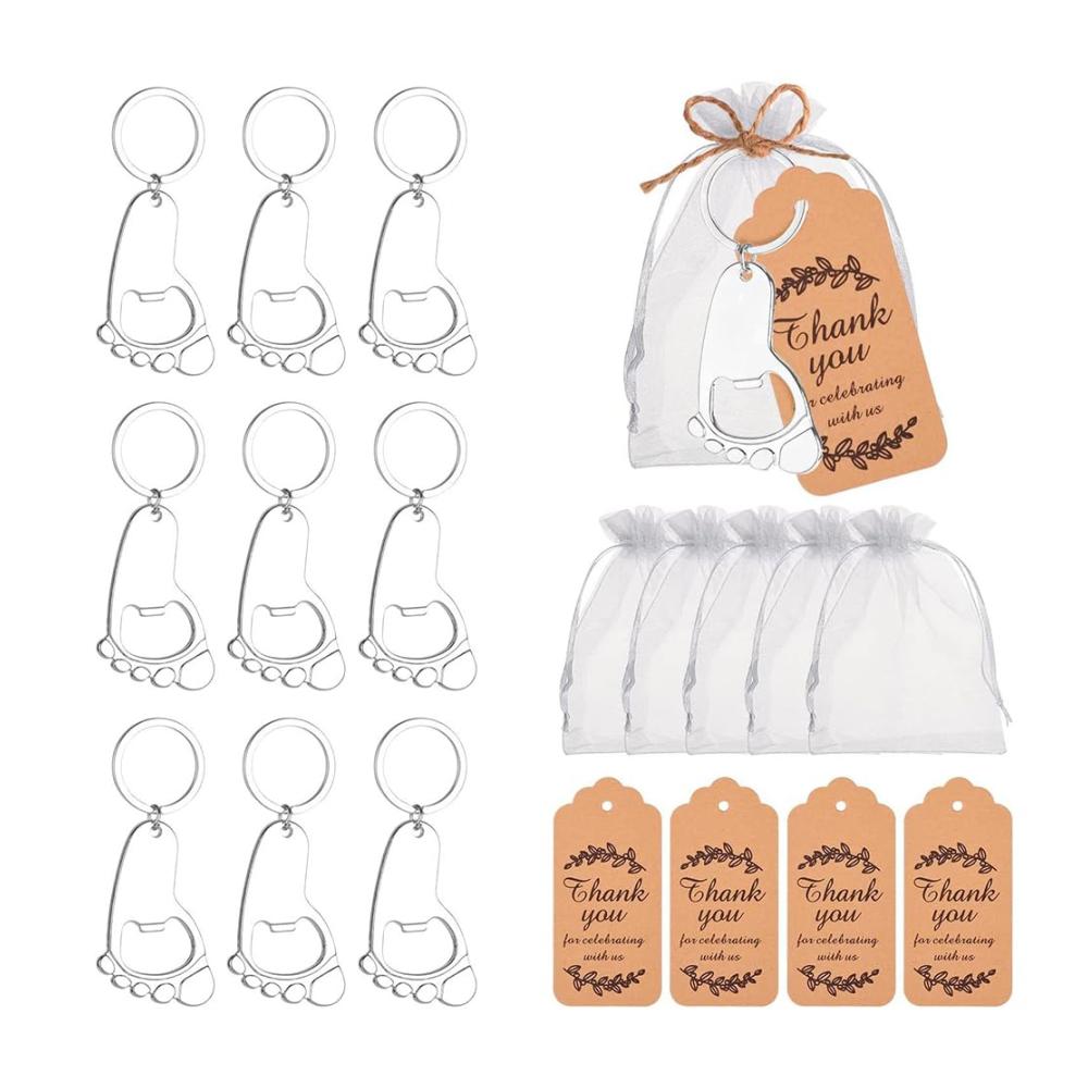 Entdecken Sie den Charme von 20 niedlichen Babyfüßen Flaschenöffnern - Perfekte Schlüsselanhänger Flaschenöffner für Ihre Babyparty-Gäste! Einzigartige Baby-Dusche Andenken inklusive hübscher Organza-Beutel und Tags. Machen Sie Ihre Feier unvergesslich mit diesen entzückenden Babyfüßen Metall Schlüsselanhängern