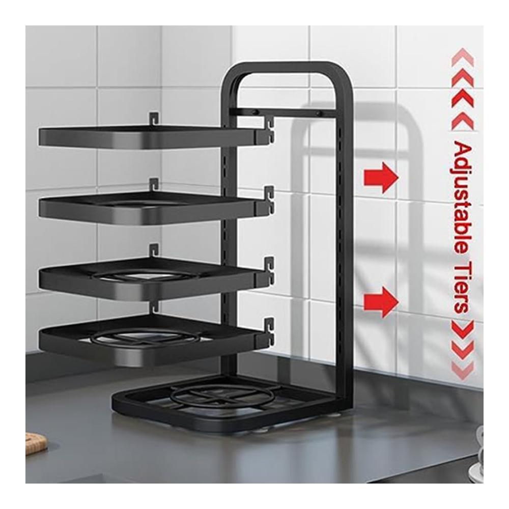 Optimaler Platzspar-Topfregal & Pfannenhalter – INTCHE Unter-Schrank Organizer für Küche | Verstellbare Hängeleisten & -regale | Einfache Montage &