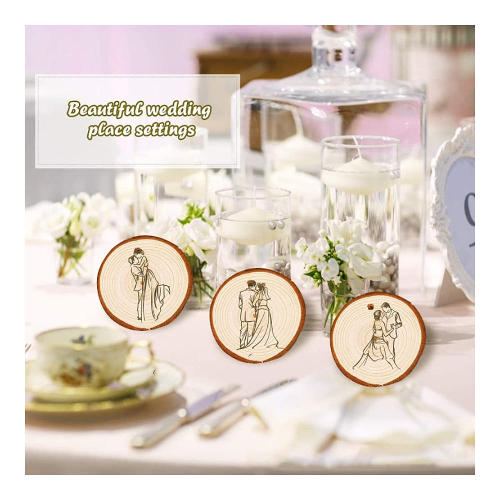 20 Stück Unbehandelte Holzscheiben – Naturholz Untersetzer Set zum Basteln DIY Kinderkunst Weihnachtsdeko & Hochzeitsdekorationen